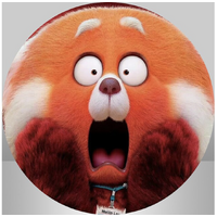 PIXAR'S TURNING RED PANDA MEILIN SCARED EMOJI FACE PARTY SUPPLIES ROUND BIRTHDAY PERSONALISED BANNER BACKDROP DECORATION