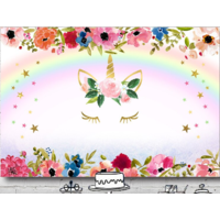 UNICORN RAINBOW PERSONALISED BIRTHDAY PARTY SUPPLIES BANNER BACKDROP DECORATION