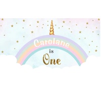 UNICORN WHITE RAINBOW PERSONALISED BIRTHDAY PARTY SUPPLIES BANNER BACKDROP DECORATION