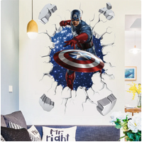 MARVEL AVENGERS CAPTAIN AMERICA IN SPACE SHIELD THROW 3D WALL STICKER DECORATION MURAL ART DECAL
