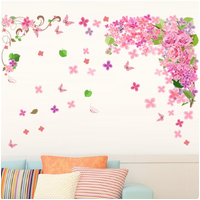 PINK FLOWERS BUTTERFLIES ROSES LEAVES 3D WALL STICKER DECORATION MURAL ART DECAL