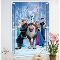 DISNEY FROZEN ANNA ELSA KRISTOF OLAF SNOW SNOWFLAKES ICE TREES FOREST 3D WALL STICKER DECORATION MURAL ART DECAL