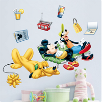 DISNEY MICKEY MOUSE GOOFY PLUTO BEACH VACATION 3D WALL STICKER DECORATION MURAL ART DECAL