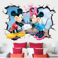 MICKEY MINNIE MOUSE DISNEY CASTLE LOVE HEARTS 3D WALL STICKER DECORATION MURAL ART DECAL