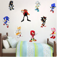 SONIC THE HEDGEHOG SHADOW KNUCKLES TAILS BLAZE SILVER 3D WALL STICKER DECORATION MURAL ART DECAL