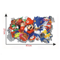 MARIO BROTHERS SONIC THE HEDGEHOG KNUCKLES TAILS LUIGI 3D WALL STICKER DECORATION MURAL ART DECAL