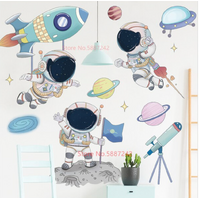 ASTRONAUTS SPACE PLANETS STARS MOON SPACESHIP 3D WALL STICKER DECORATION MURAL ART DECAL