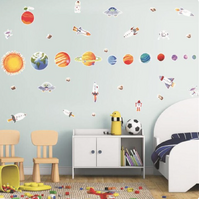 SPACE SOLAR SYSTEM PLANETS ROCKETS ALIENS 3D WALL STICKER DECORATION MURAL ART DECAL