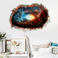 SPACE GALAXY BLUE RED WORMHOLE 3D WALL STICKER DECORATION MURAL ART DECAL
