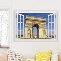 ARC DE TRIOMPHE FRANCE WINDOW VIEW 3D WALL STICKER DECORATION MURAL ART DECAL