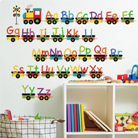 ALPHABET LEARNING TRAINS CARS 3D WALL STICKER DECORATION MURAL ART DECAL