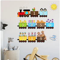 NUMBER TRAIN CARS LEARNING EDUCATIONAL 3D WALL STICKER DECORATION MURAL ART DECAL