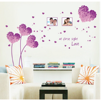 VALENTINE'S DAY PURPLE LOVE HEARTS 3D WALL STICKER DECORATION MURAL ART DECAL