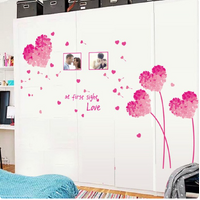 LOVE AT FIRST SIGHT PINK LOVE HEARTS 3D WALL STICKER DECORATION MURAL ART DECAL