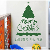 MERRY CHRISTMAS HAPPY NEW YEAR GREEN XMAS TREE 3D WALL STICKER DECORATION MURAL ART DECAL