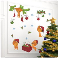 CHRISTMAS CATS SANTA HATS MERRY XMAS BAUBLES STOCKINGS 3D WALL STICKER DECORATION MURAL ART DECAL