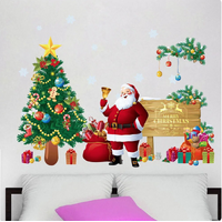 MERRY CHRISTMAS SANTA XMAS TREE PRESENTS 3D WALL STICKER DECORATION MURAL ART DECAL