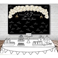 WEDDING ENGAGEMENT ANNIVERSARY BRIDAL SHOWER BLACK WHITE PERSONALISED BIRTHDAY PARTY SUPPLIES BANNER BACKDROP DECORATION