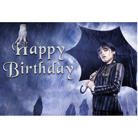 WEDNESDAY ADDAMS FAMILY HAND UMBRELLA PERSONALISED BIRTHDAY PARTY SUPPLIES BANNER BACKDROP DECORATION