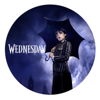 WEDNESDAY ADDAMS FAMILY UMBRELLA CASTLE SMOKE PARTY SUPPLIES ROUND BIRTHDAY PERSONALISED BANNER BACKDROP DECORATION