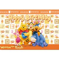 WINNIE THE POOH BEAR ORANGE PERSONALISED BIRTHDAY PARTY SUPPLIES BANNER BACKDROP DECORATION