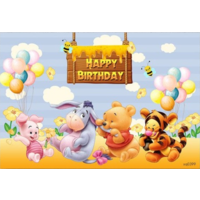 WINNIE THE POOH BEAR BABY BLUE PERSONALISED BIRTHDAY PARTY SUPPLIES BANNER BACKDROP DECORATION