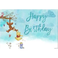 WINNIE THE POOH BEAR BLUE CLOUDS PERSONALISED BIRTHDAY PARTY SUPPLIES BANNER BACKDROP DECORATION