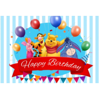 WINNIE THE POOH BEAR PERSONALISED BIRTHDAY PARTY BANNER BACKDROP BACKGROUND