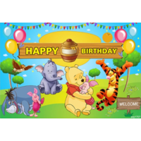 WINNIE THE POOH BEAR EEYORE PERSONALISED BIRTHDAY PARTY SUPPLIES BANNER BACKDROP DECORATION