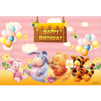 WINNIE THE POOH BEAR PINK BABY PERSONALISED BIRTHDAY PARTY SUPPLIES BANNER BACKDROP DECORATION
