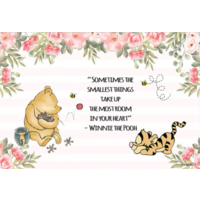 WINNIE THE POOH BEAR PINK FLOWERS PERSONALISED BIRTHDAY PARTY SUPPLIES BANNER BACKDROP DECORATION