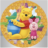 WINNIE THE POOH PIGLET BEAR HONEY JAR HONEYCOMB PARTY SUPPLIES ROUND BIRTHDAY PERSONALISED BANNER BACKDROP DECORATION