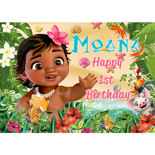 DISNEY MOANA PERSONALISED BIRTHDAY PARTY SUPPLIES BANNER BACKDROP