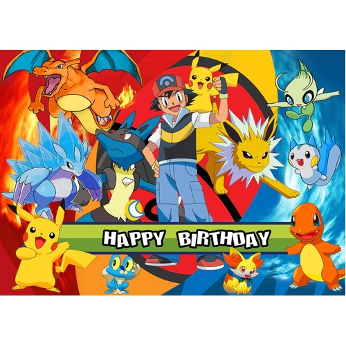 POKEMON ASH PIKACHU DECORATION PERSONALISED BIRTHDAY PARTY SUPPLIES BANNER  BACKD