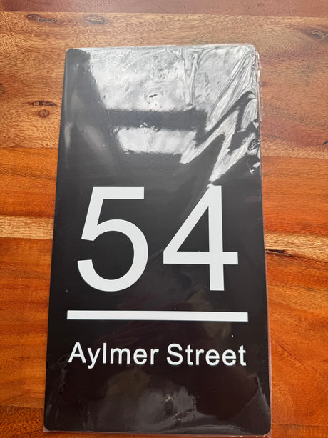 Custom Black Solar LED House Sign | Personalised Illuminated Address Plaque