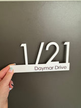 CUSTOM HOUSE SIGN NUMBER STREET SIGN WHITE BLACK ACRYLIC ADDRESS DOOR WALL PLAQUE