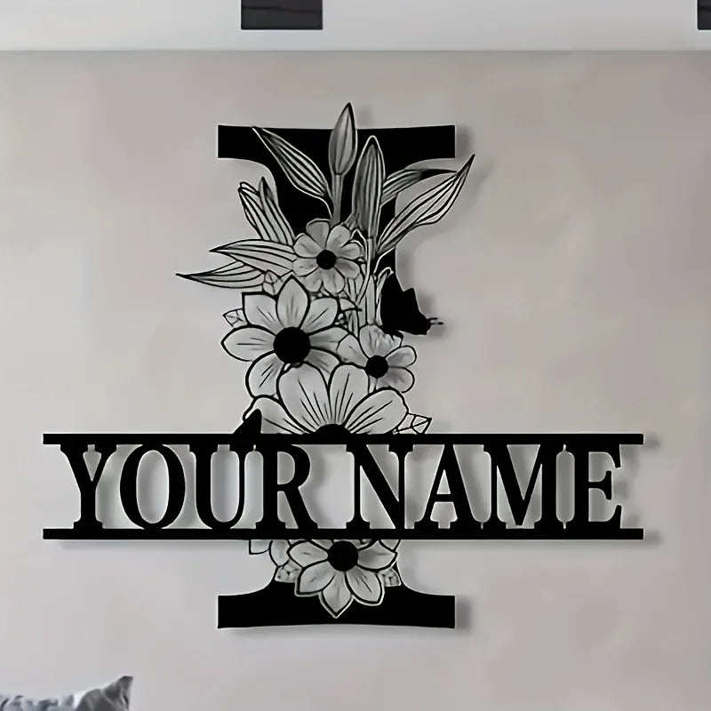 Custom Monogram Family Name Sign | Floral Letter Plaque | A–Z