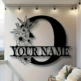 Custom Monogram Family Name Sign | Floral Letter Plaque | A–Z