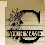 Custom Monogram Family Name Sign | Floral Letter Plaque | A–Z