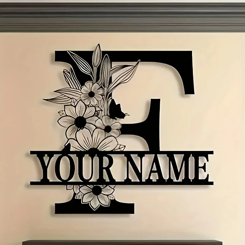 Custom Monogram Family Name Sign | Floral Letter Plaque | A–Z