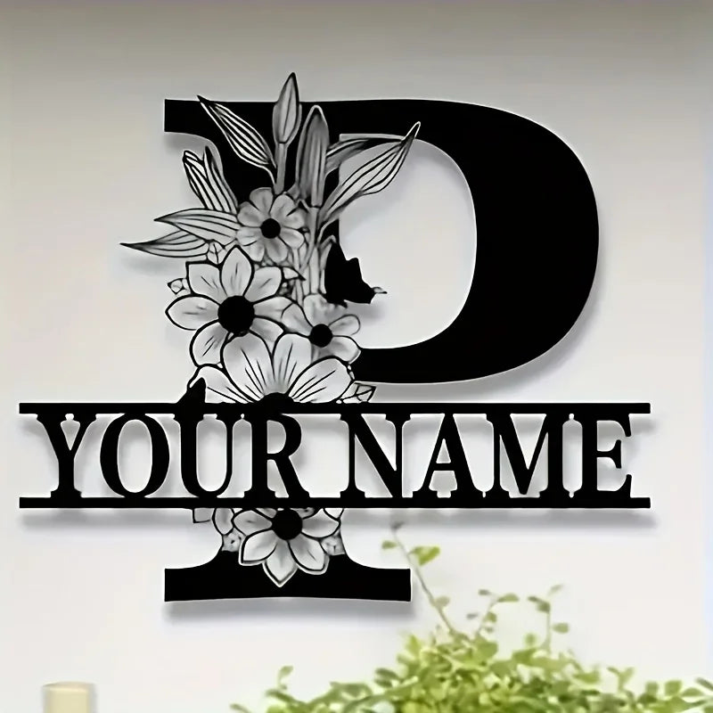 Custom Monogram Family Name Sign | Floral Letter Plaque | A–Z