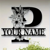Custom Monogram Family Name Sign | Floral Letter Plaque | A–Z