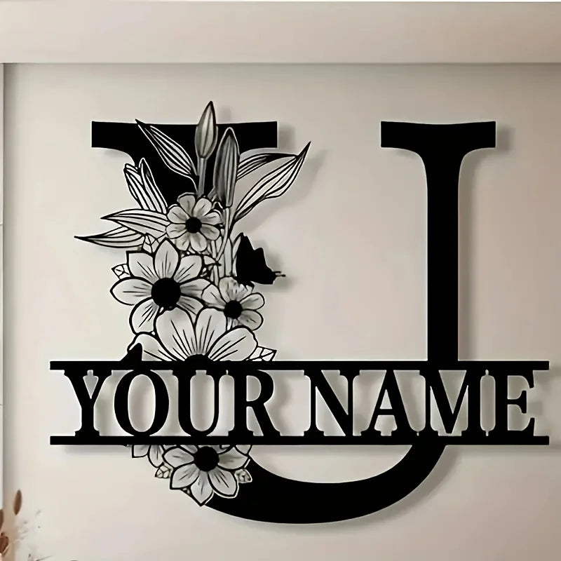 Custom Monogram Family Name Sign | Floral Letter Plaque | A–Z