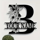 Custom Monogram Family Name Sign | Floral Letter Plaque | A–Z