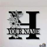 Custom Monogram Family Name Sign | Floral Letter Plaque | A–Z