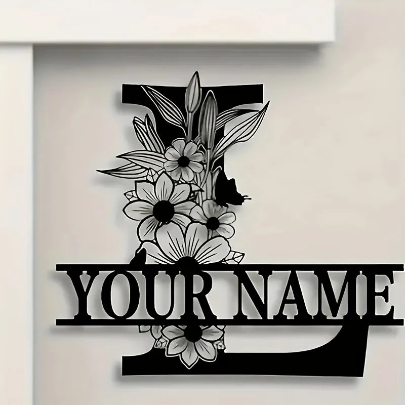 Custom Monogram Family Name Sign | Floral Letter Plaque | A–Z