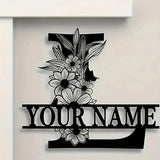 Custom Monogram Family Name Sign | Floral Letter Plaque | A–Z