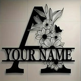 Custom Monogram Family Name Sign | Floral Letter Plaque | A–Z