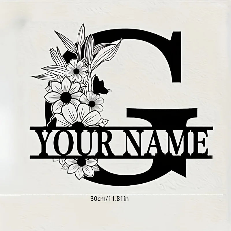Custom Monogram Family Name Sign | Floral Letter Plaque | A–Z