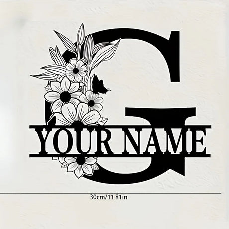 CUSTOM FAMILY NAME SIGN MONOGRAM LETTER NAME PLAQUE FLOWER FLORAL LAST NAME SIGN